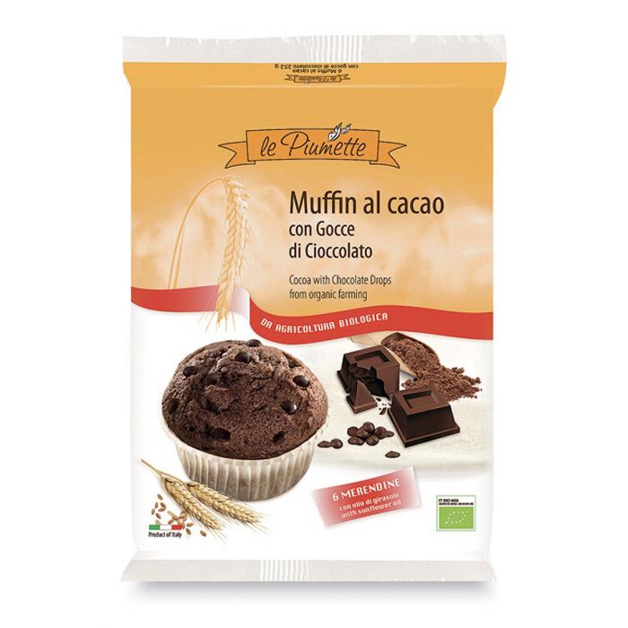 Muffin al cacao con gocce di cioccolato Le Piumette
