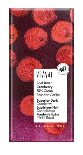 Cioccolato fondente con mirtilli rossi - 100g Vivani