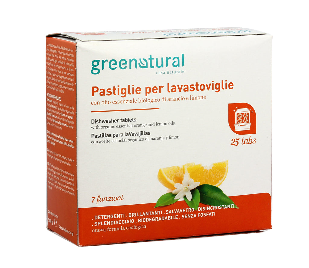 Pastiglie per lavastoviglie limone e arancio Greenatural