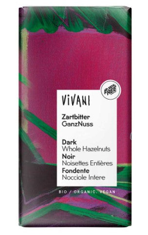 Cioccolato fondente con nocciole intere - 100g Vivani