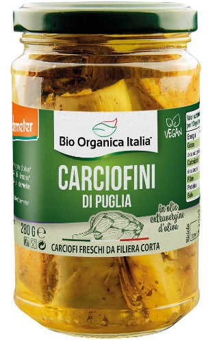Carciofini di puglia sott'olio evo Bio organica italia