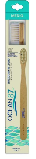 Spazzolino in legno - setole nylon - medio Ocean87