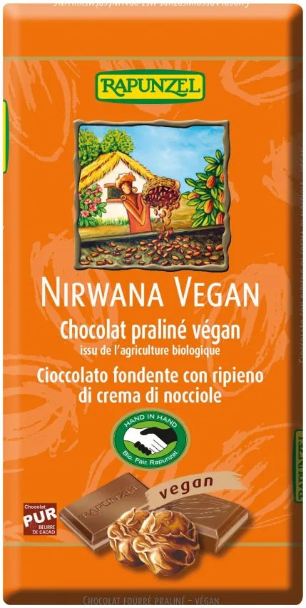 Nirwana Vegan - Cioccolato Di Copertura Con Ripieno 50% Di Crema Di Nocciole Rapunzel