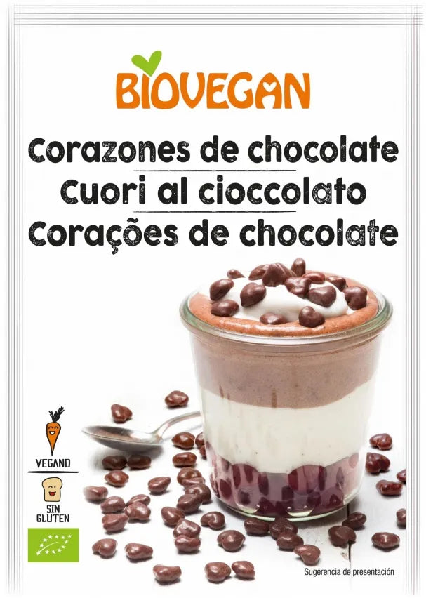 Decorazione cuori al cioccolato Bio vegan